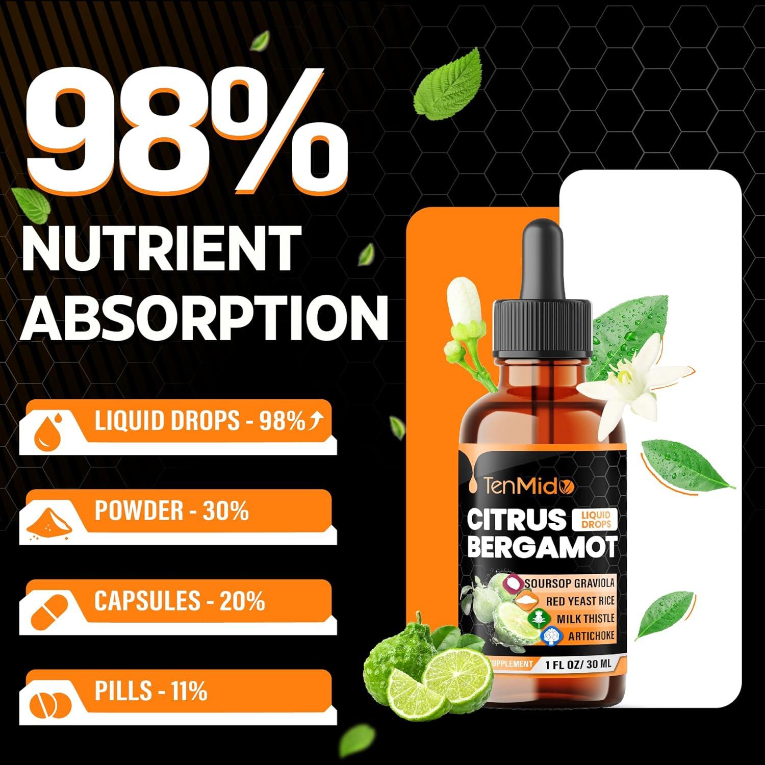 Gotas Líquidas de Bergamota Cítrica Tenmido 30ml - 11 Ingredientes