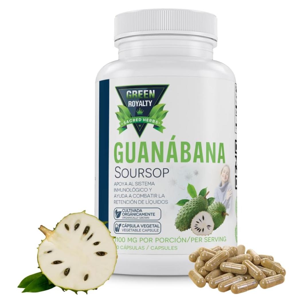 Cápsulas de Graviola Orgánica Green Royalty - 1100mg, 90 Unidades