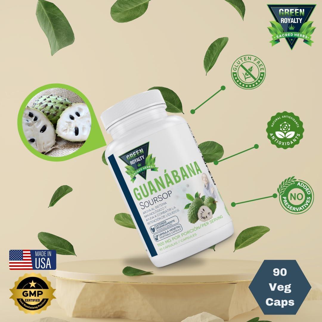 Cápsulas de Graviola Orgánica Green Royalty - 1100mg, 90 Unidades