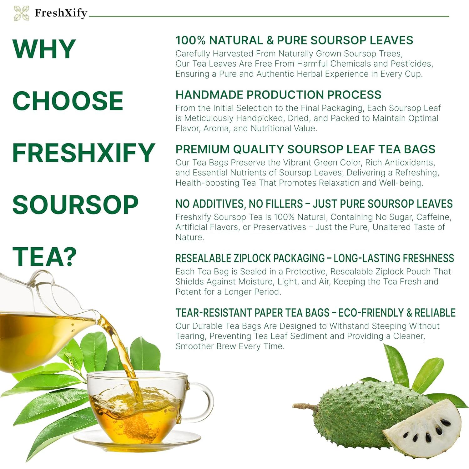 Té de Guanábana FreshXify – 40 Bolsitas 100% Naturales Sin Cafeína