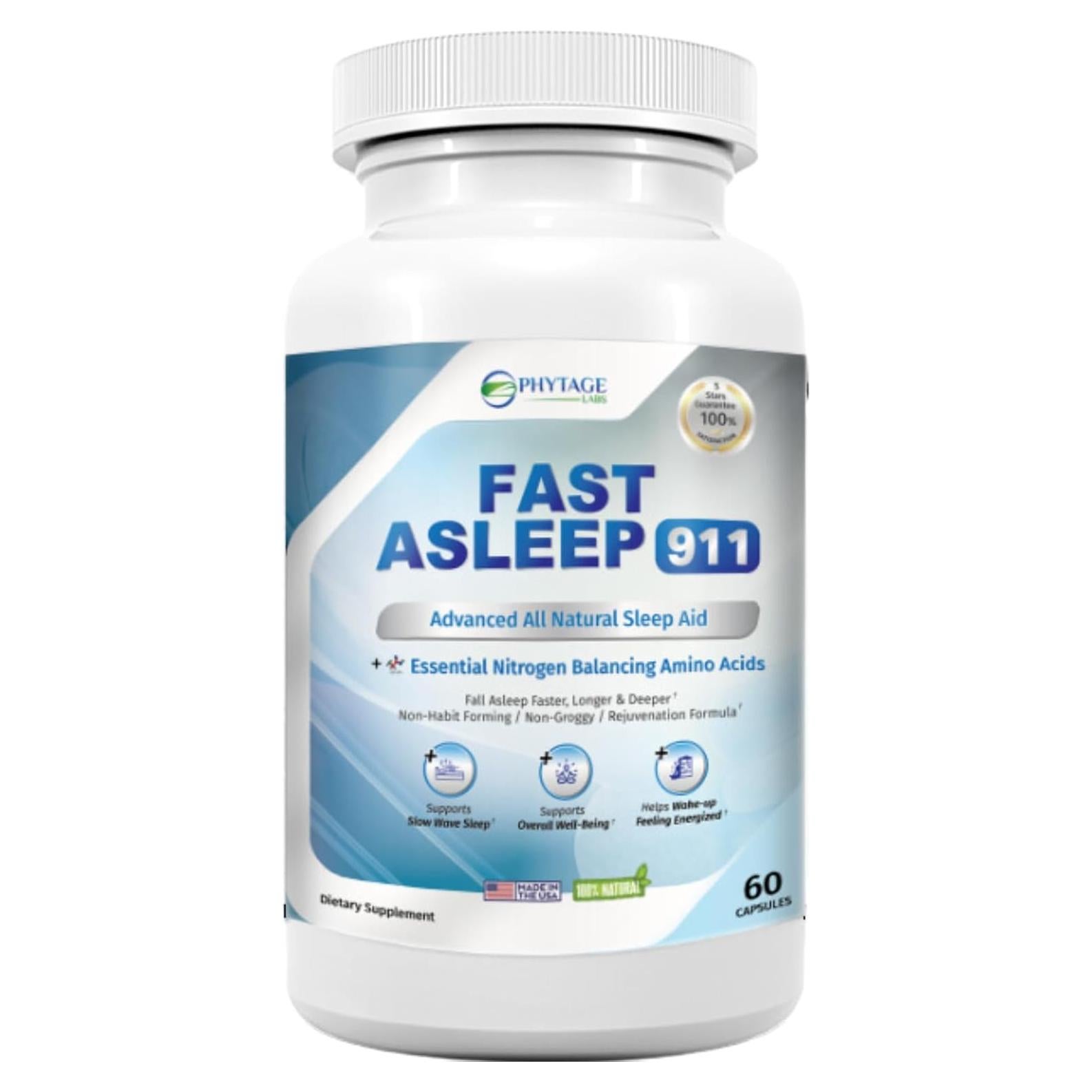 Suplemento Nocturno Fast Asleep 911 Phytage Labs 60 Cápsulas