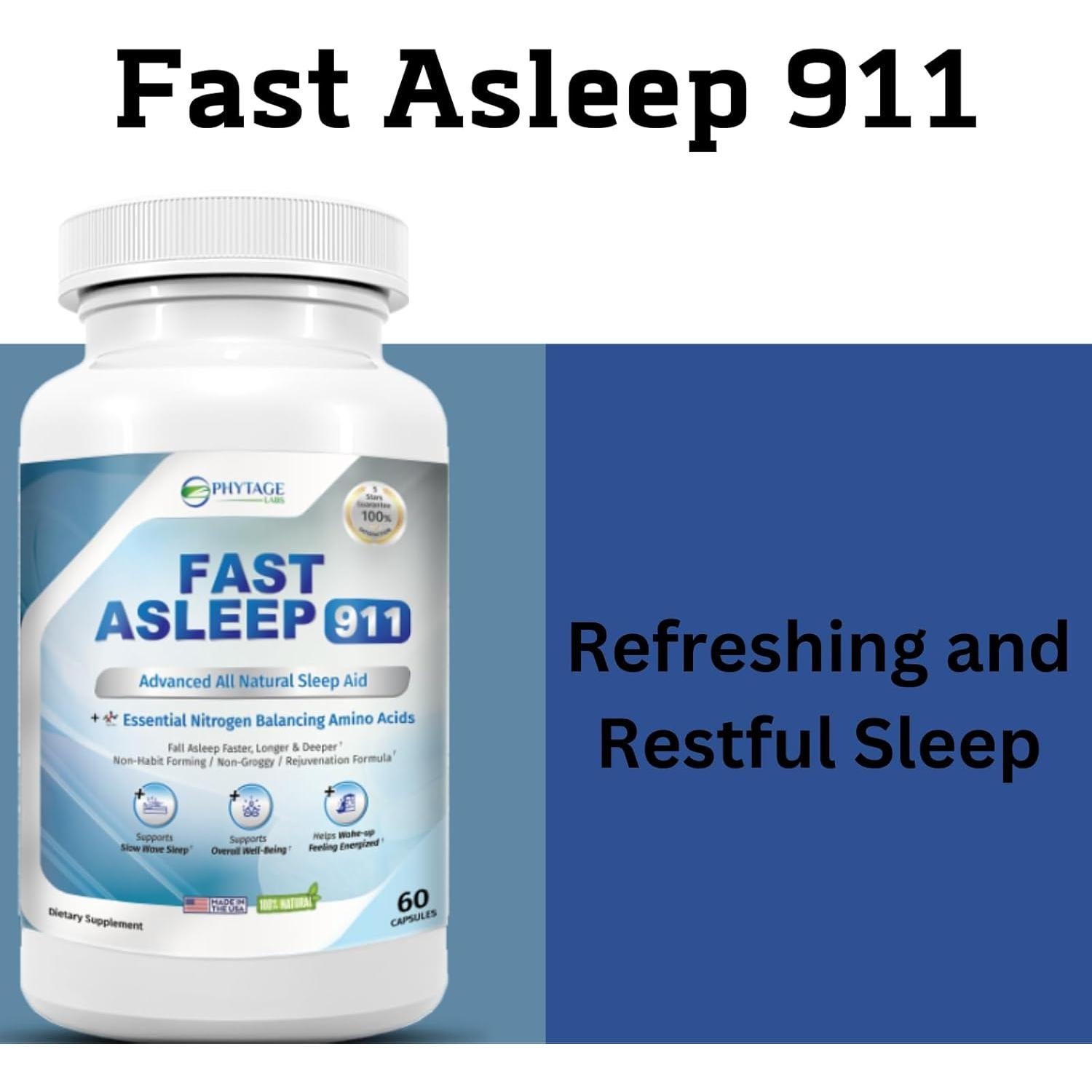 Suplemento Nocturno Fast Asleep 911 Phytage Labs 60 Cápsulas