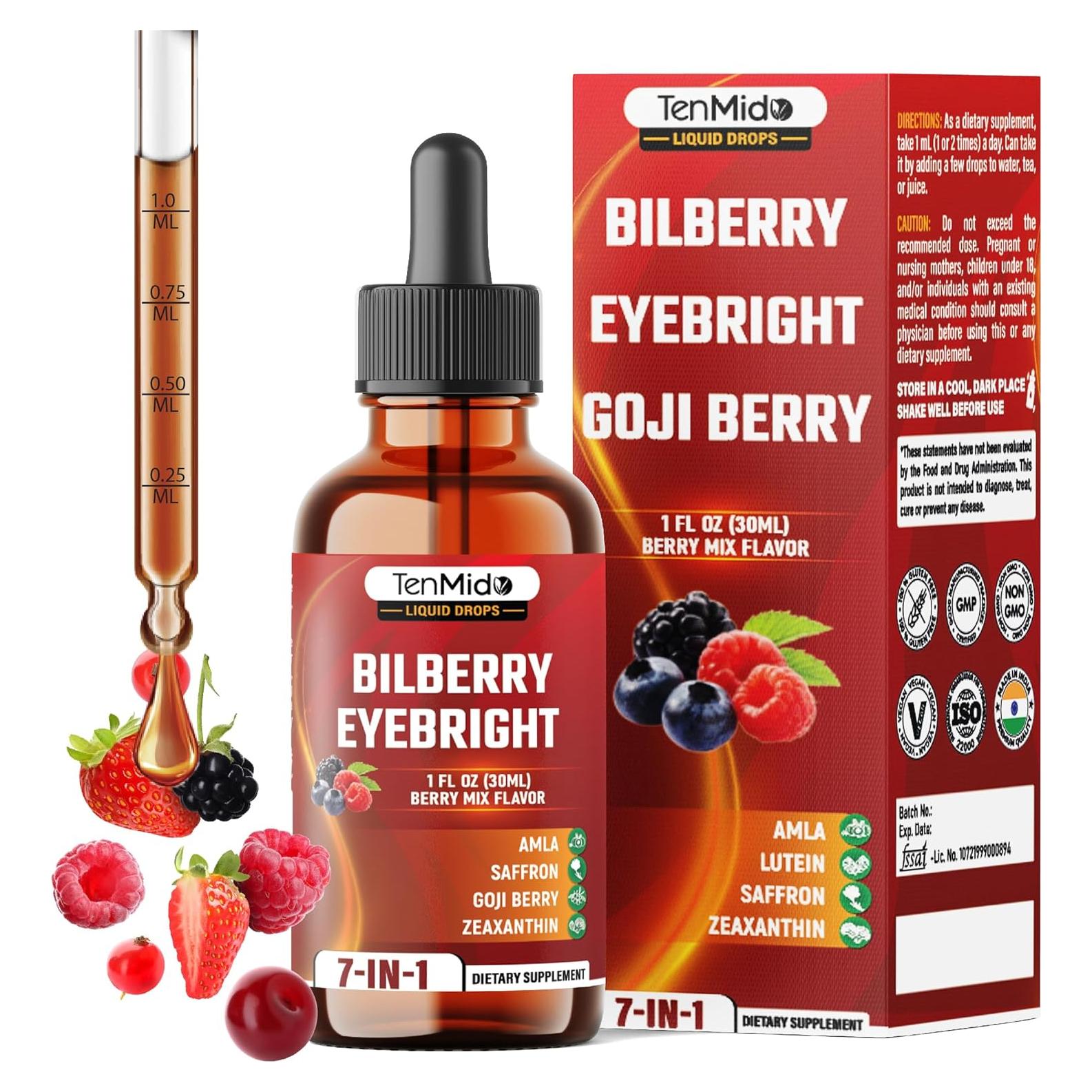 Extracto de Arándano Líquido Tenmido 30ml - Vegano, 7 Ingredientes