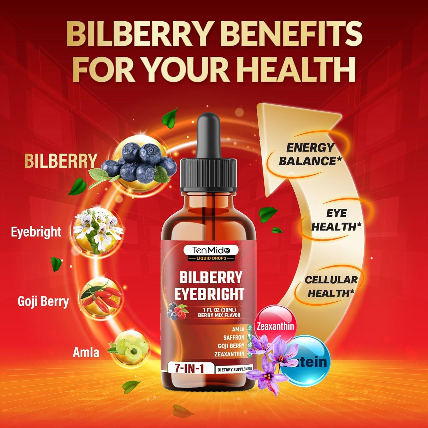 Extracto de Arándano Líquido Tenmido 30ml - Vegano, 7 Ingredientes