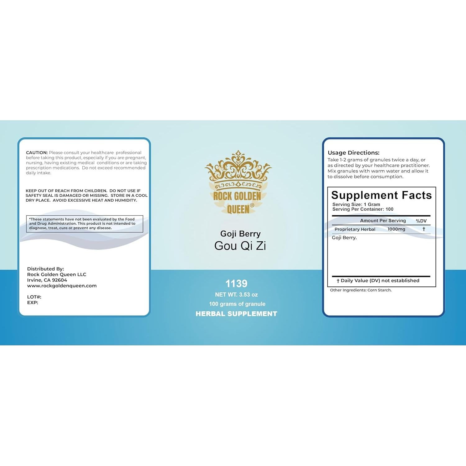 Baya de Goji Gránulo Rock Golden Queen 100g Sabor Dulce Amargo