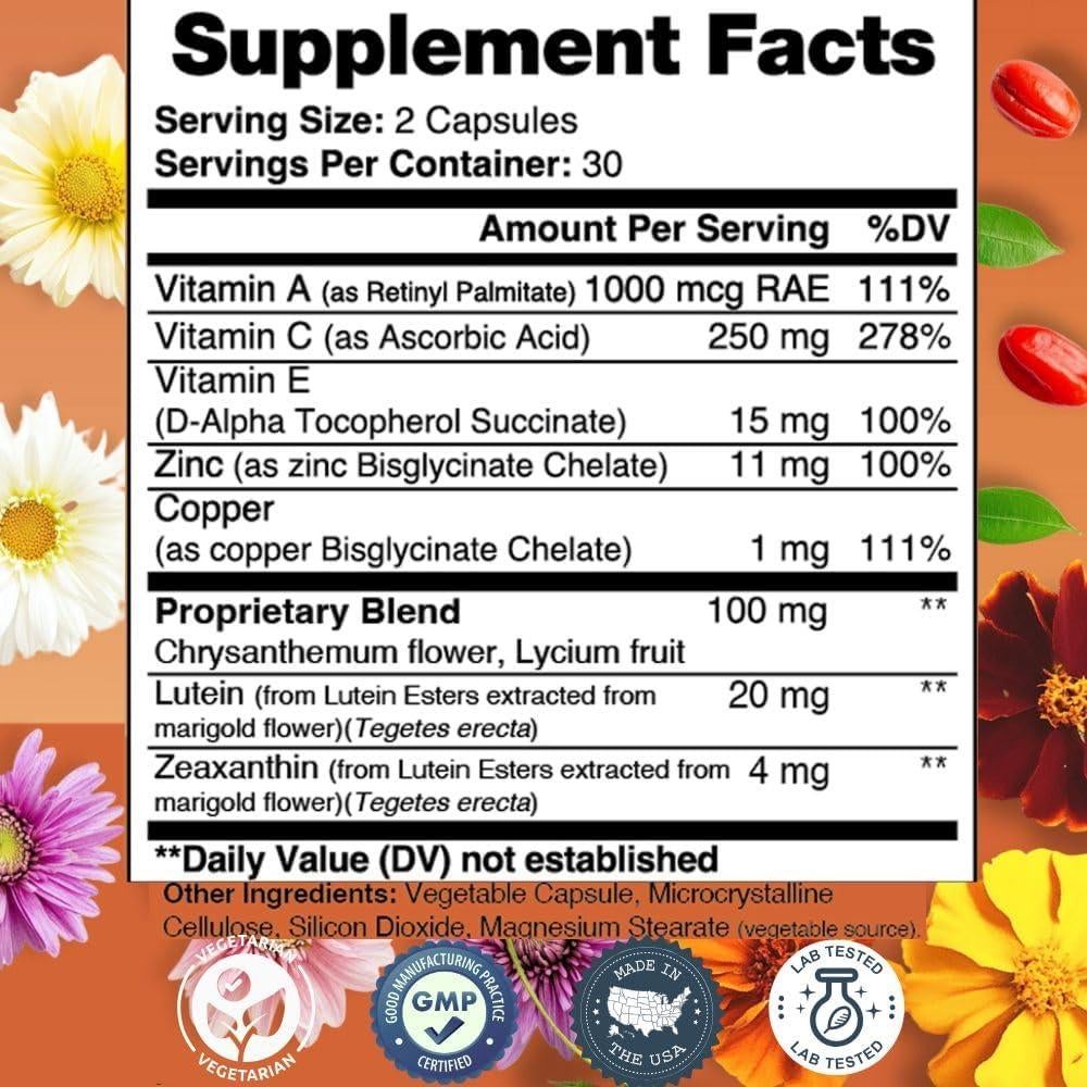 Vitaminas para los Ojos Vytanutra - Luteína, Zinc, 60 Cápsulas
