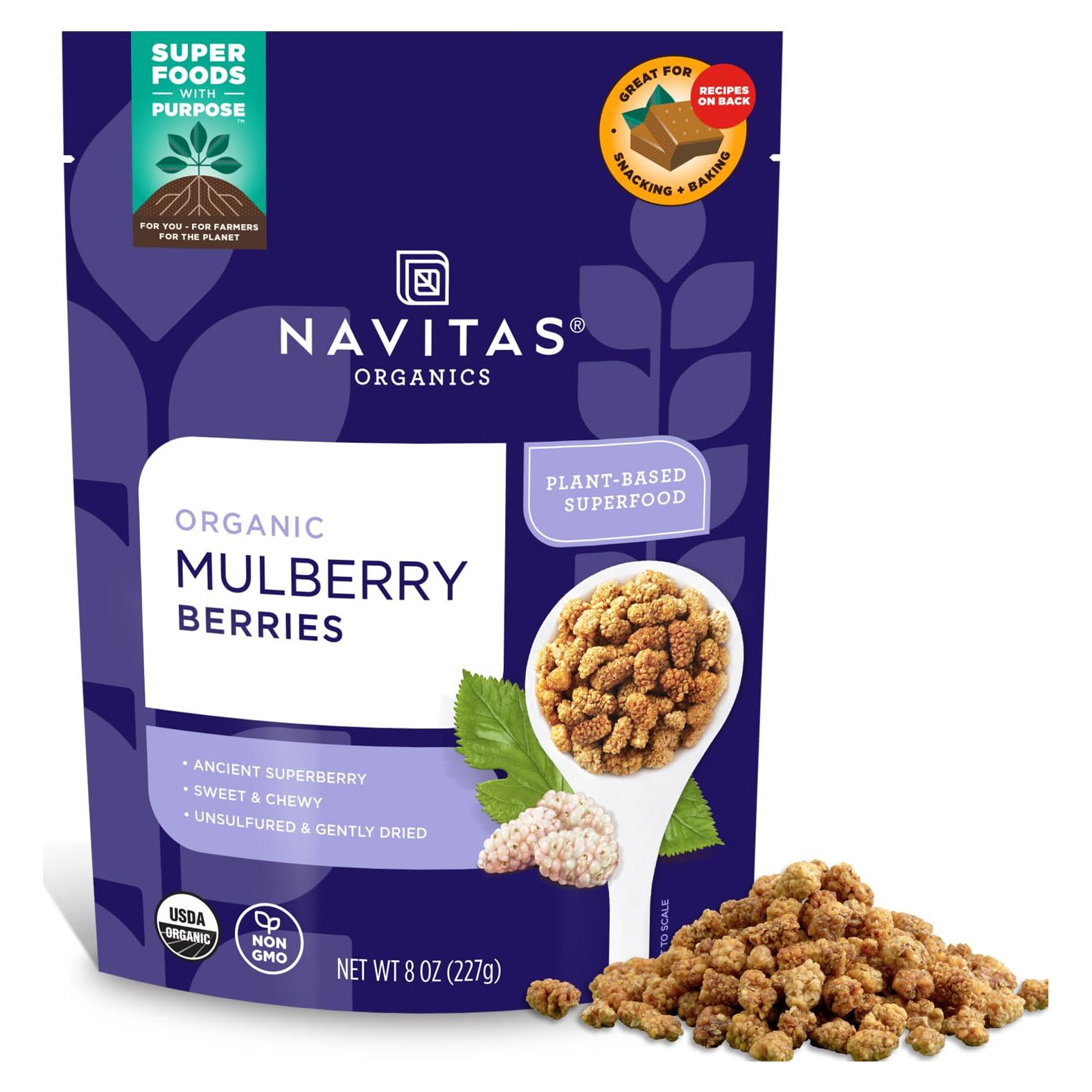 Moras Secas Orgánicas Navitas 226.8g - Sin Azúcar Añadido