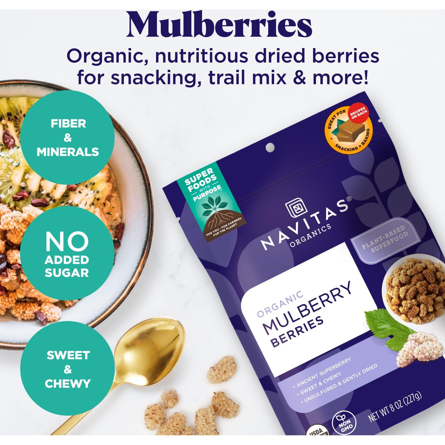 Moras Secas Orgánicas Navitas 226.8g - Sin Azúcar Añadido