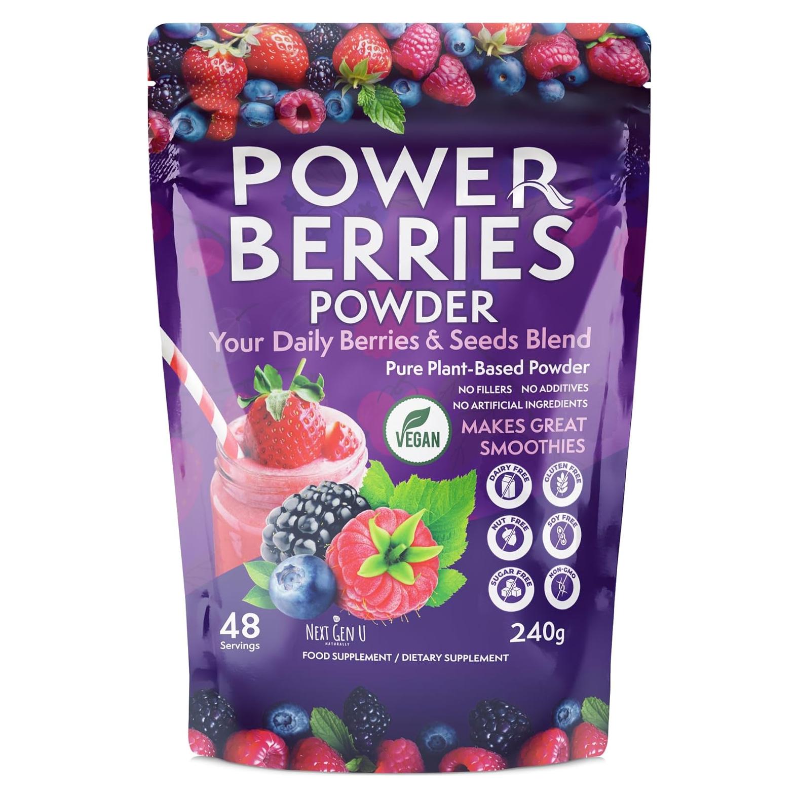 Polvo de Super Berries NGU - 240g - Suplemento Vegano Antioxidante