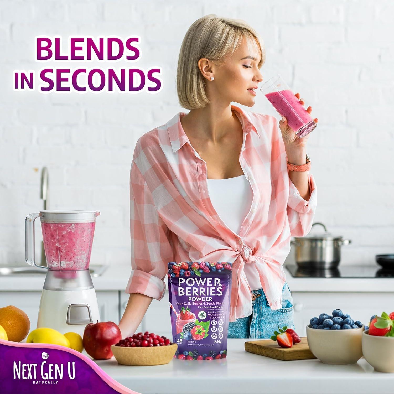 Polvo de Super Berries NGU - 240g - Suplemento Vegano Antioxidante