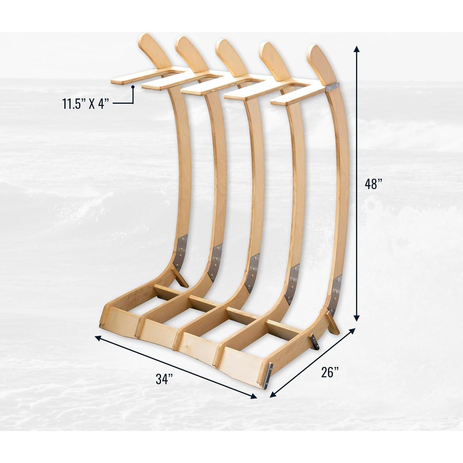 Soporte de Surf StoreYourBoard para 4 Tablas - Madera Sólida