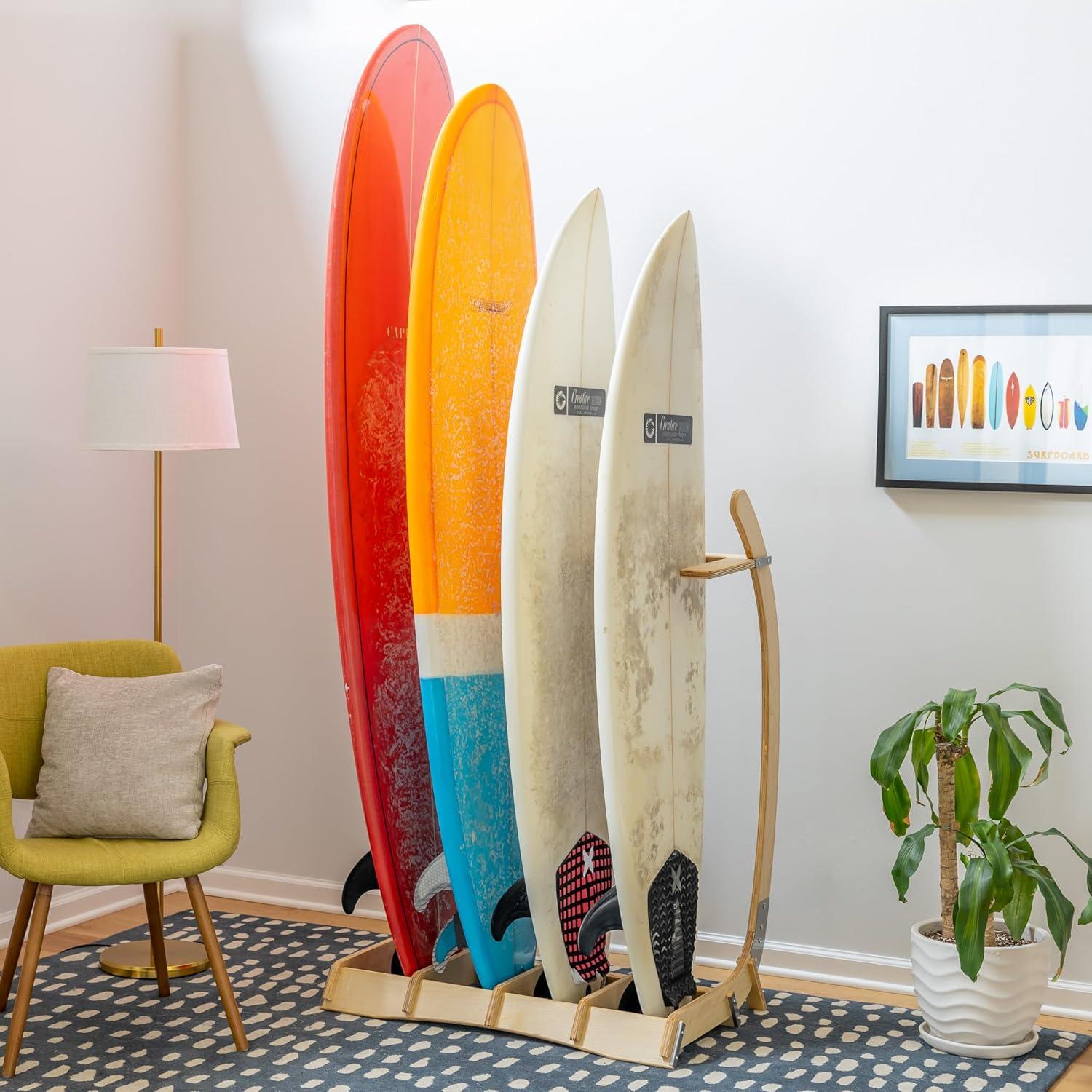 Soporte de Surf StoreYourBoard para 4 Tablas - Madera Sólida