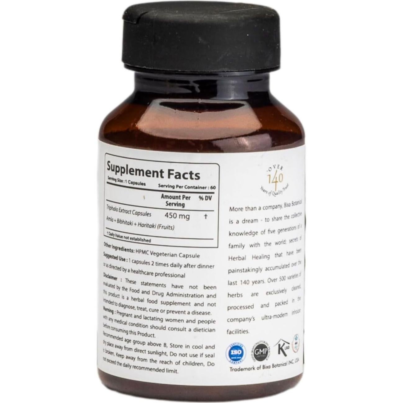 Suplemento Herbal Bixa Botanical Triphala 60 Cápsulas