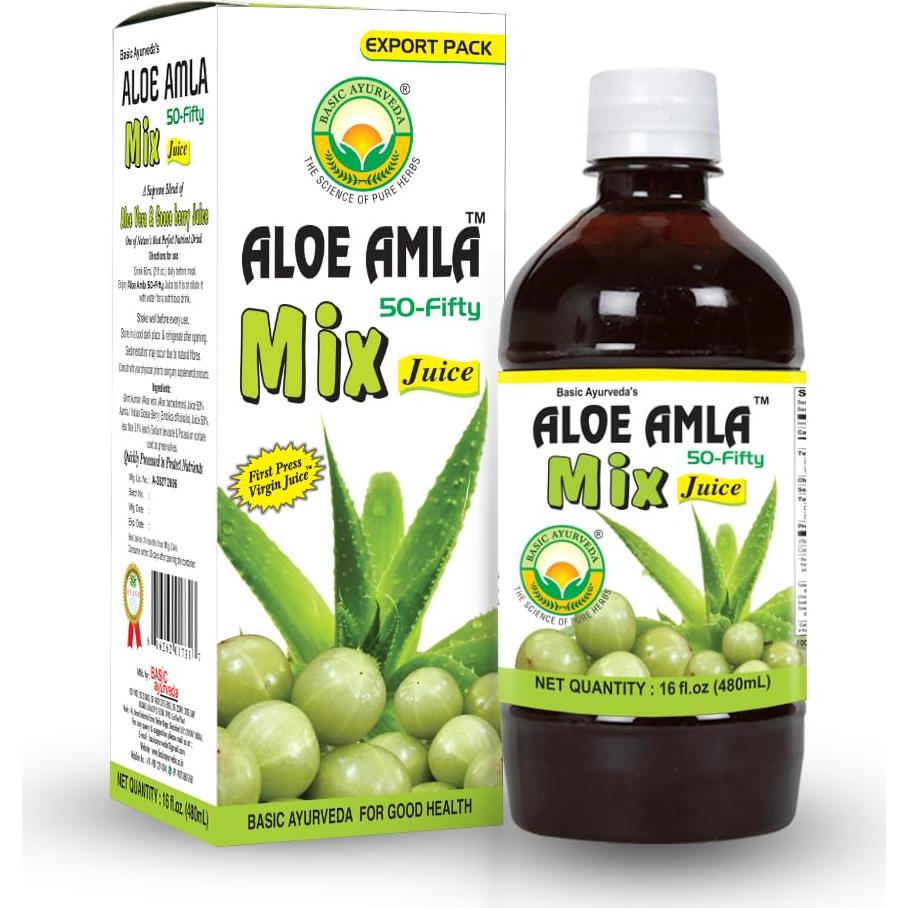 Jugo Mezcla Aloe Amla Ayurveda Básica 480 ml - Vegano y Natural