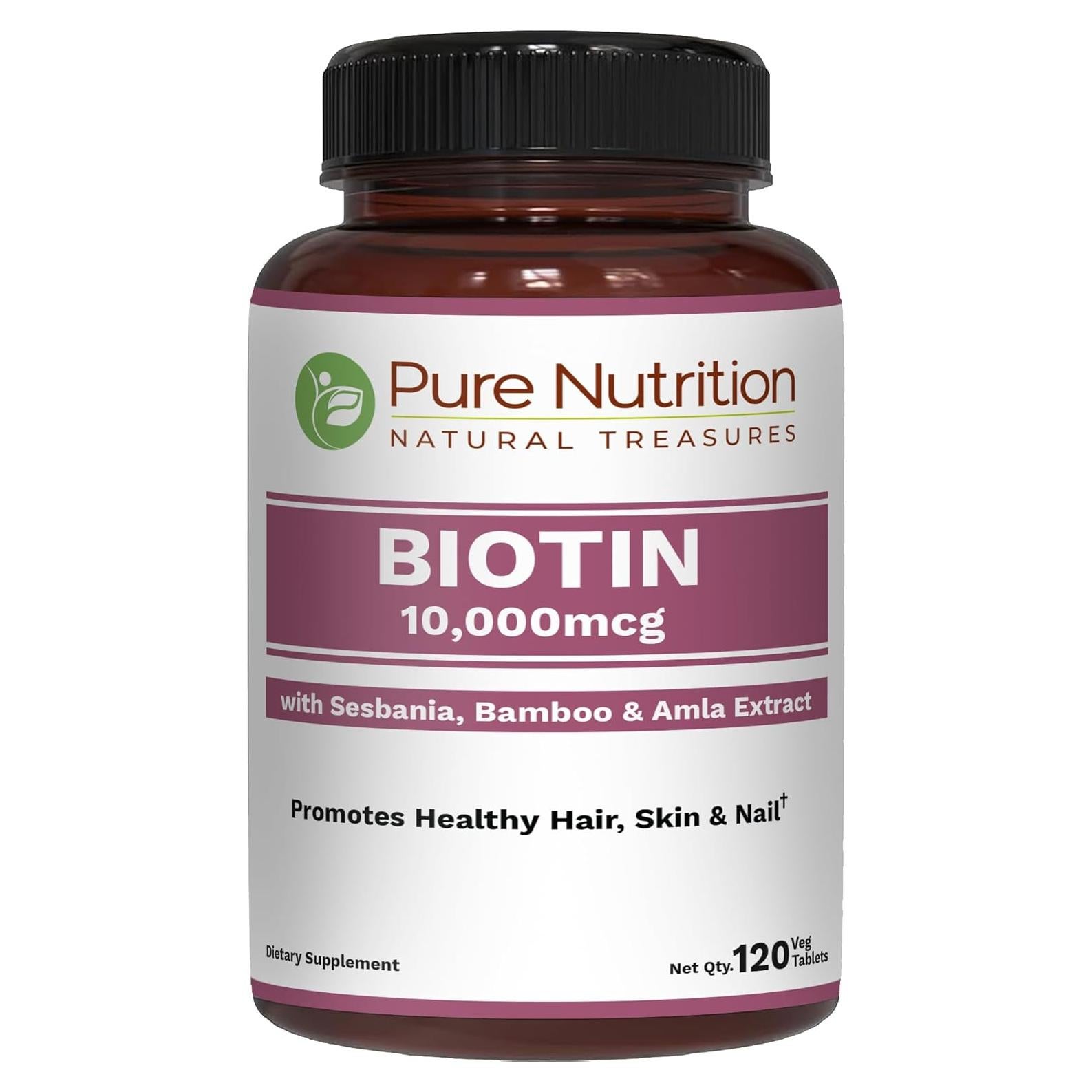 Suplemento de Biotina 10000mcg Nutrición Pura 120 Tabletas