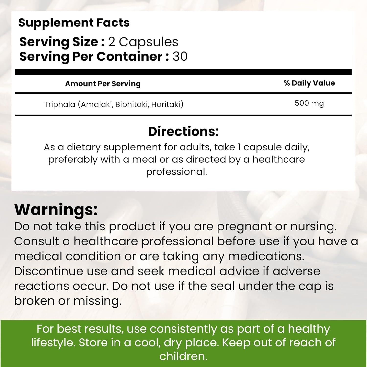 Cápsulas de Triphala 120 - Centro Ayurvédico - Soporte Digestivo