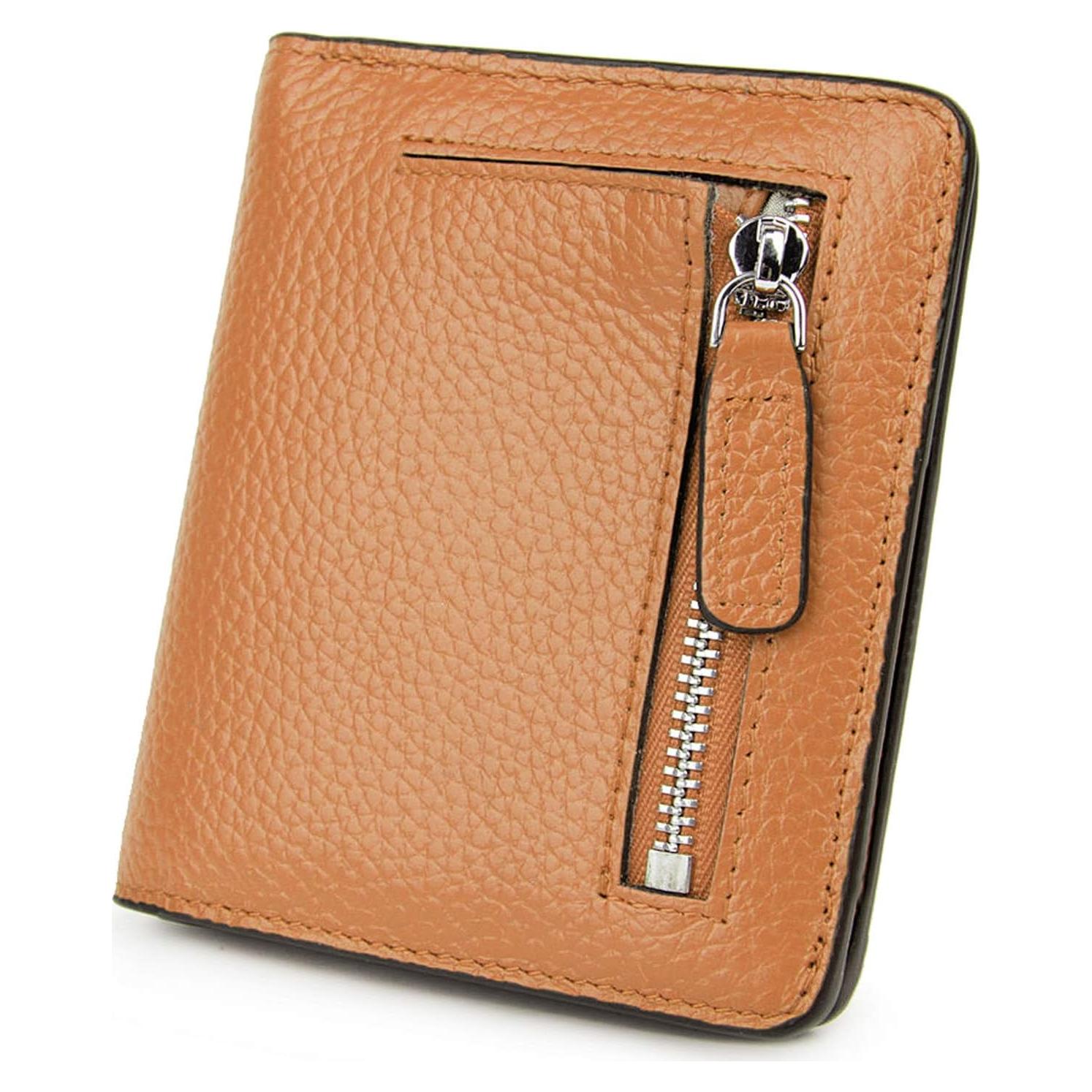 Cartera de Cuero AINIMOER Pequeña con Bloqueo RFID