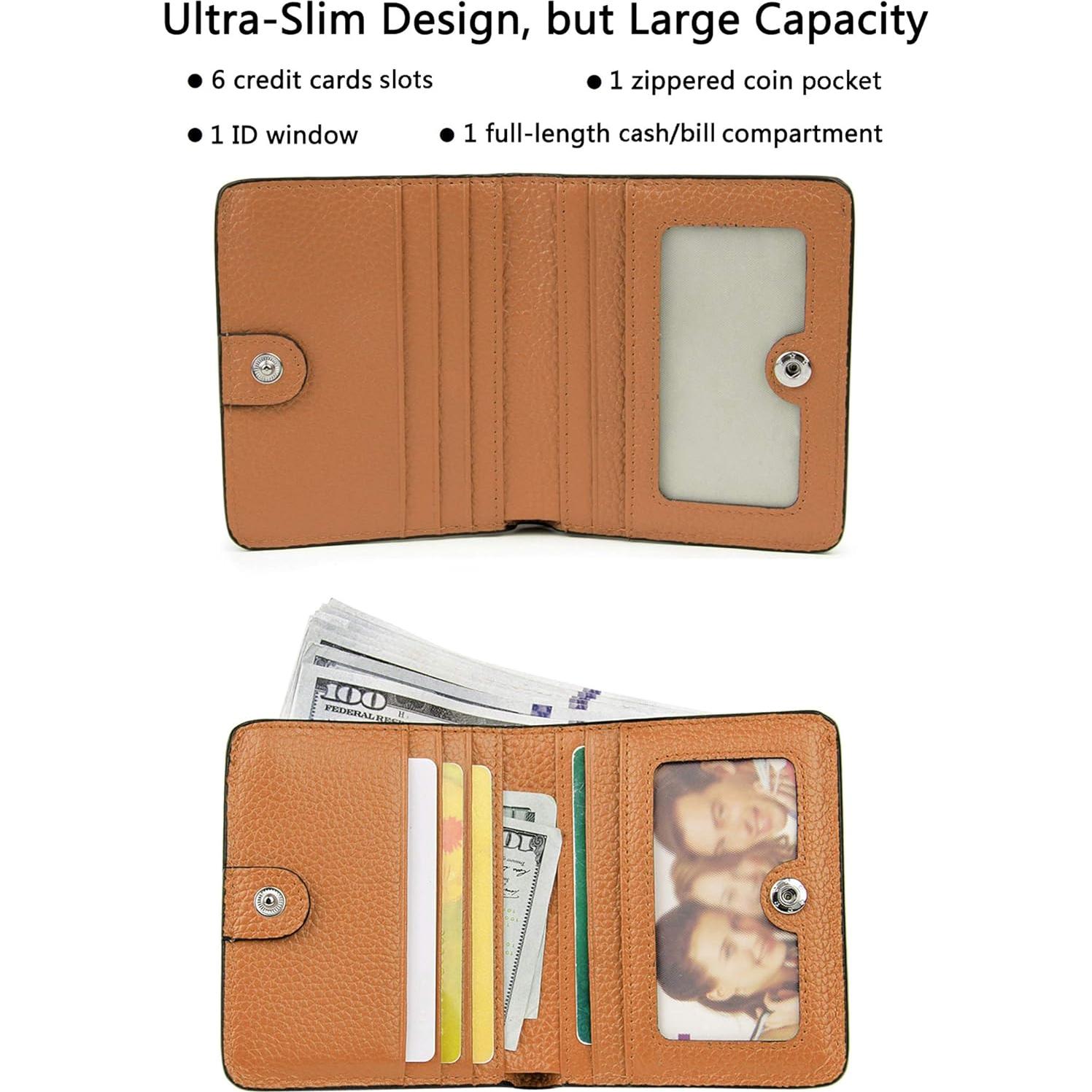 Cartera de Cuero AINIMOER Pequeña con Bloqueo RFID