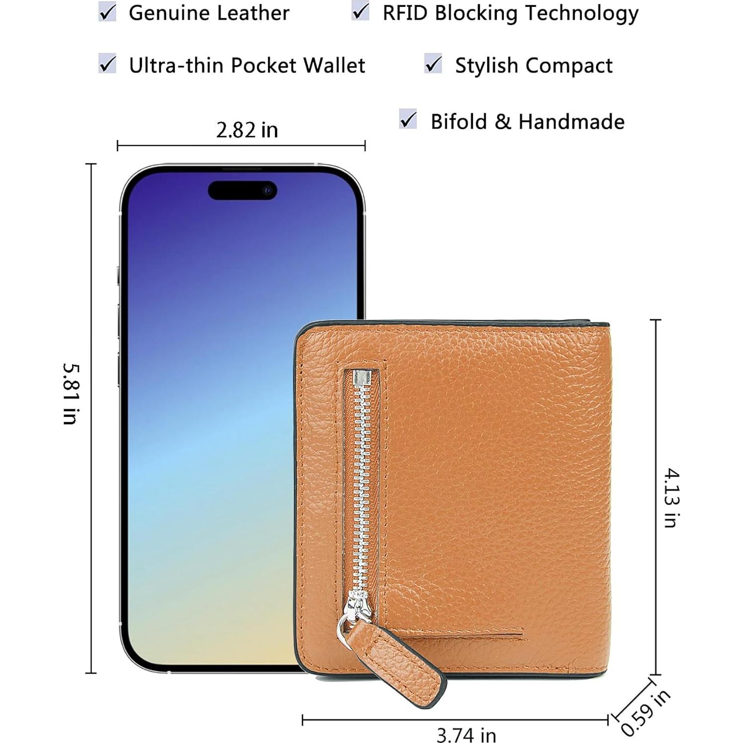 Cartera de Cuero AINIMOER Pequeña con Bloqueo RFID