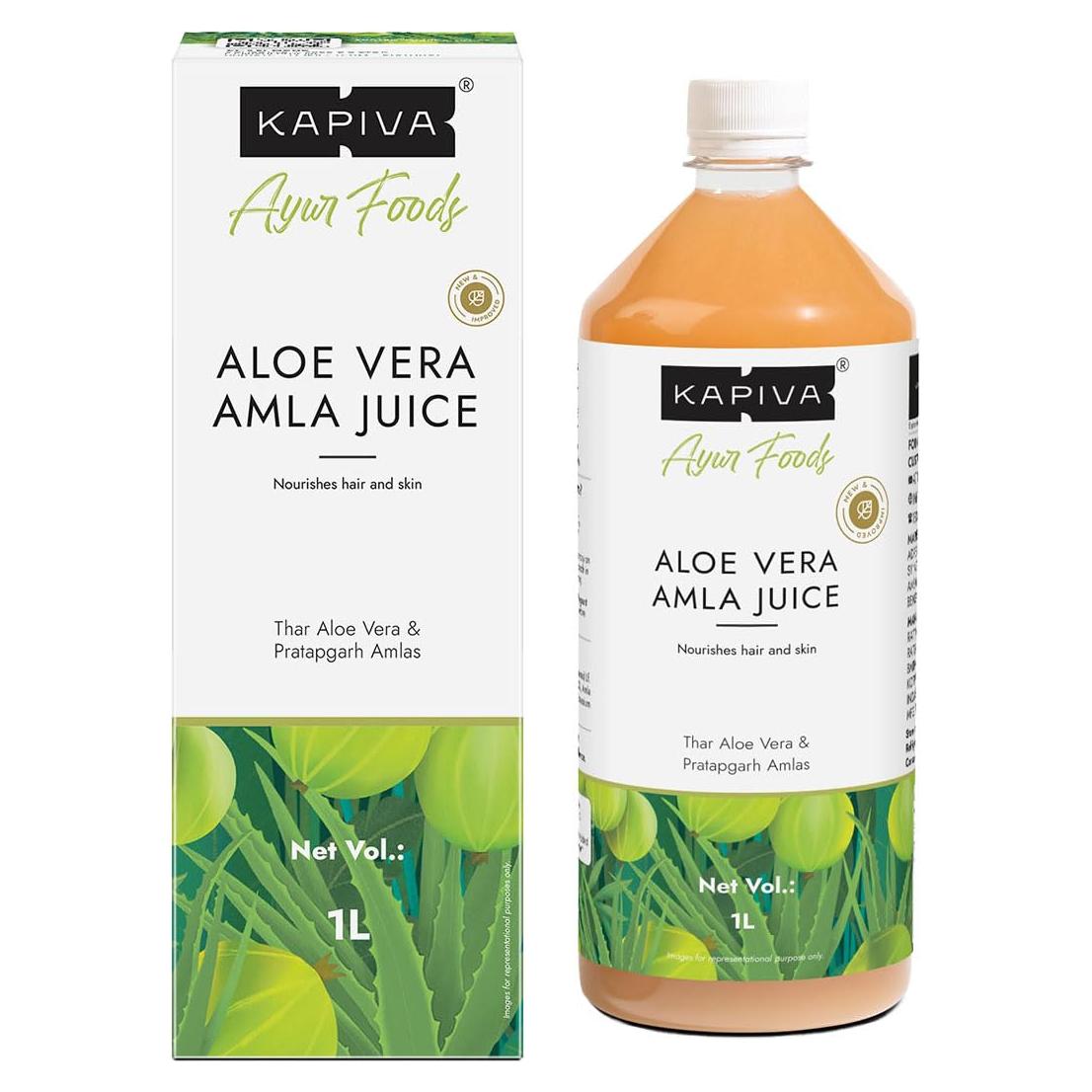 Jugo de Aloe Vera + Amla Kapiva 1L - Prensado en Frío, Saludable