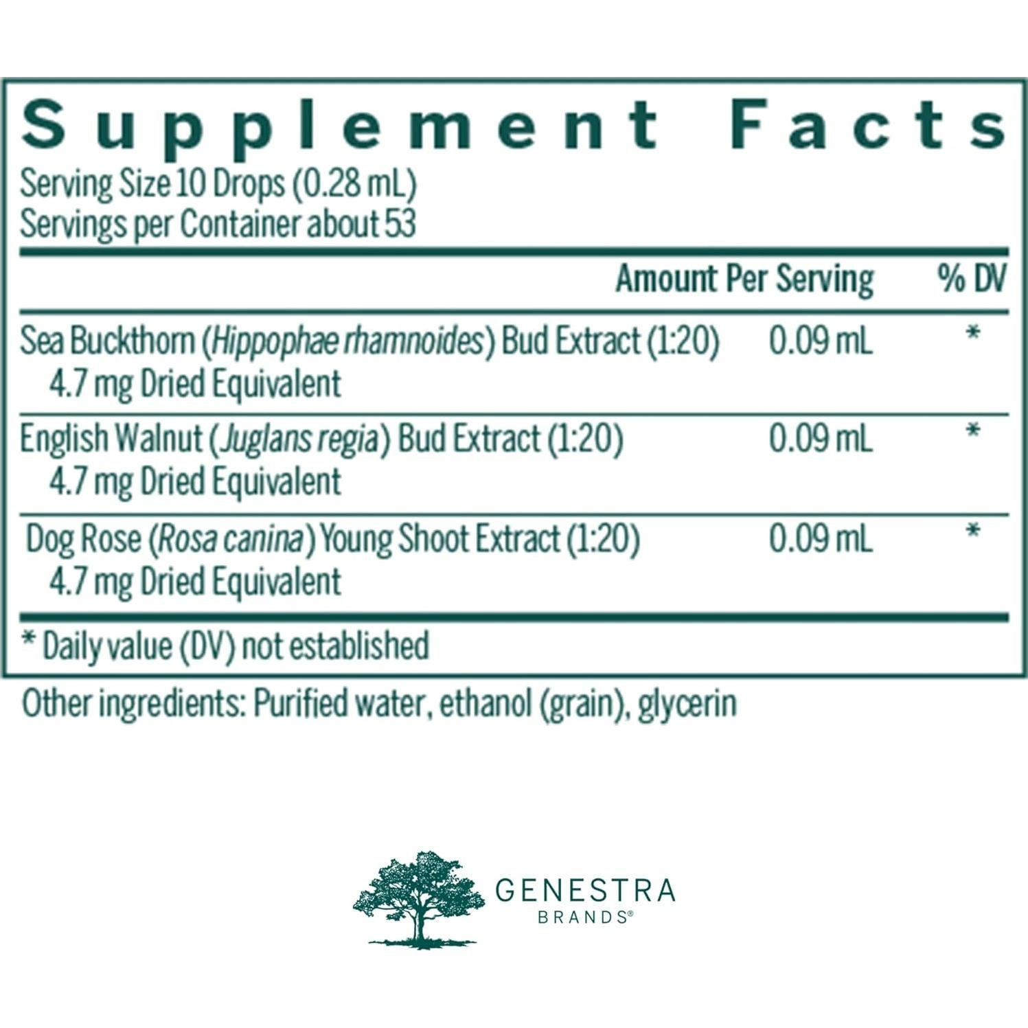Suplemento Herbal Genestra Imu-gen 14.79 ml - Espino Marino, Nuez Inglesa, Rosa Canina