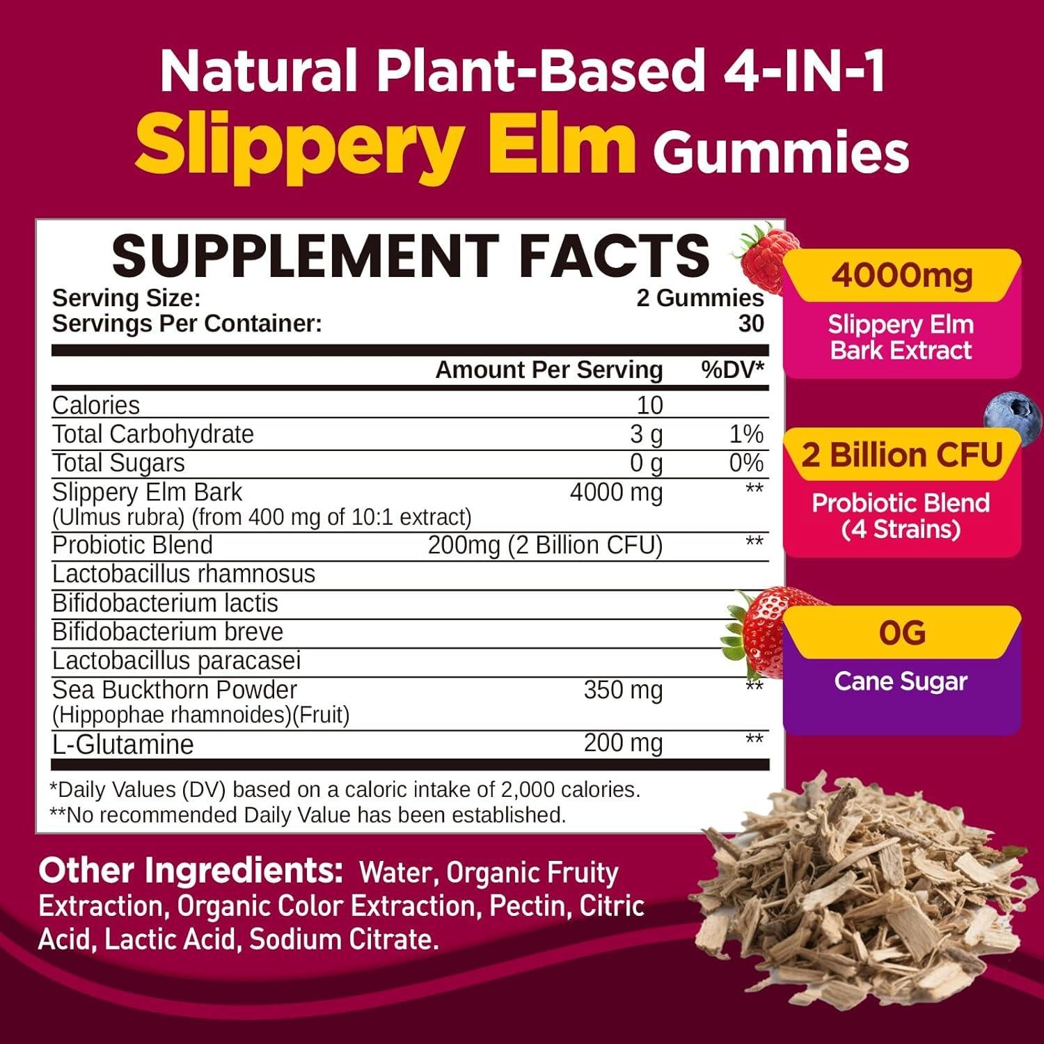 Gomitas de Olmo Resbaladizo NATISLAND 60 Unidades Veganas