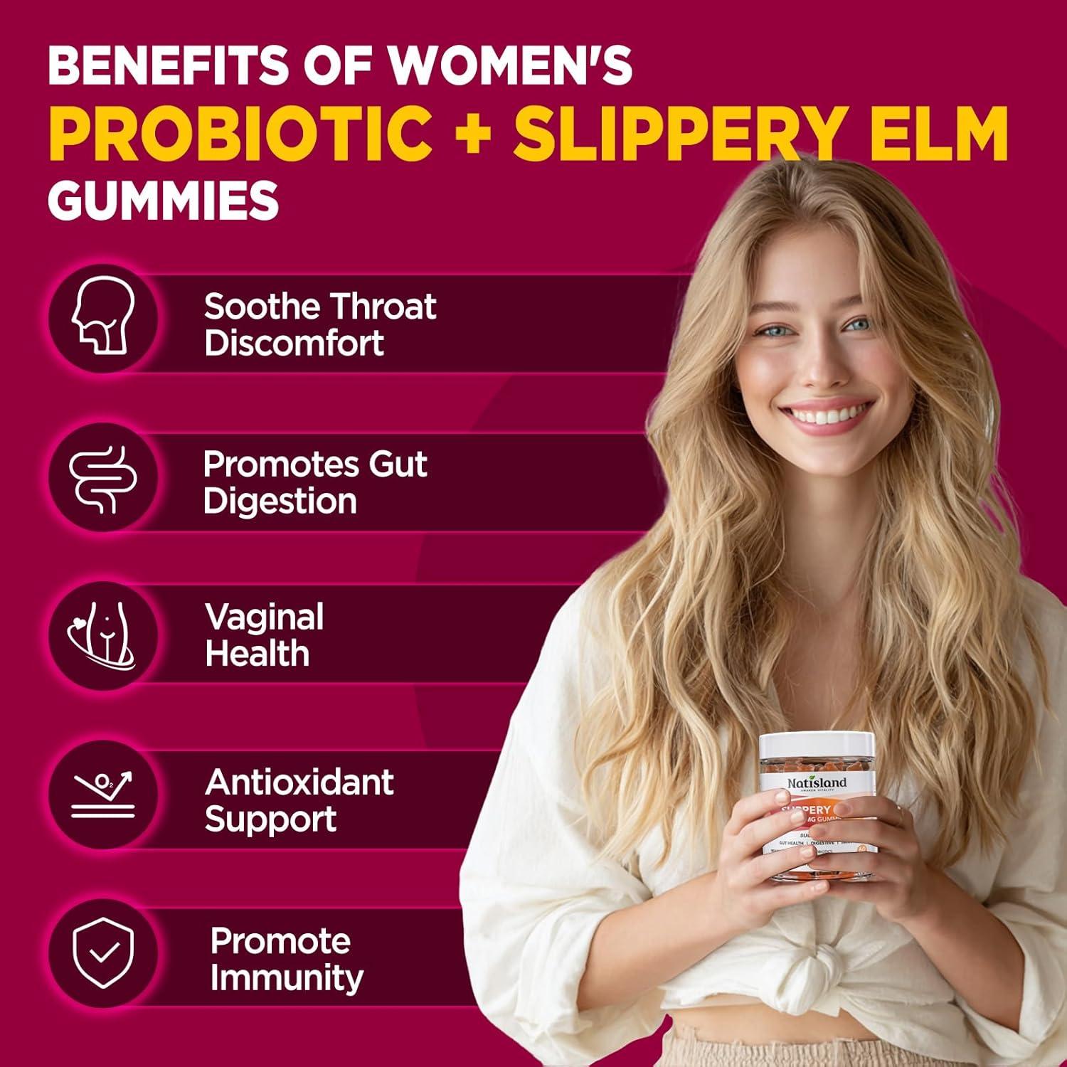 Gomitas de Olmo Resbaladizo NATISLAND 60 Unidades Veganas