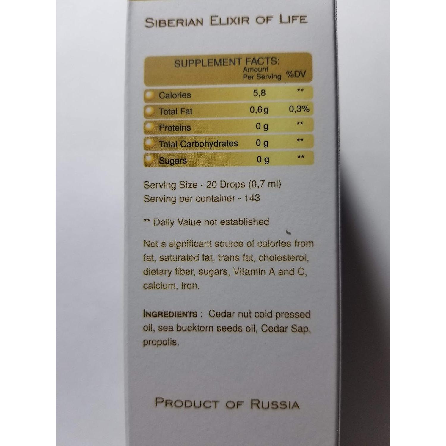 Elixir Siberiano de Vida 100ml - Propolis, Aceite de Cedro y Espino Marino