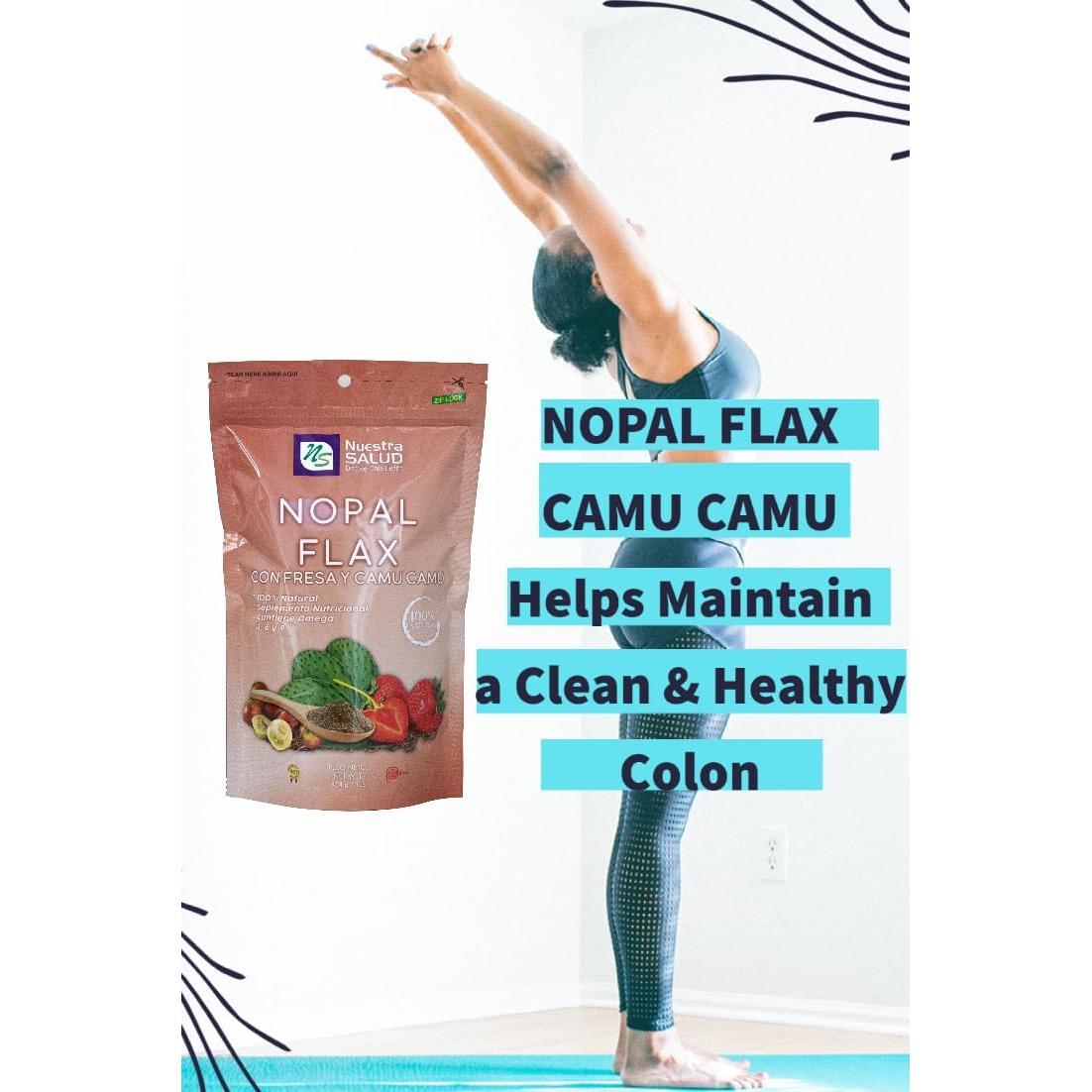 Harina de Semilla de Linaza Fresa Camu Camu 454g Nuestra Salud