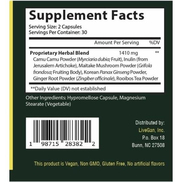 Suplemento Inmunidad y Energía LiveGan 85g - Natural