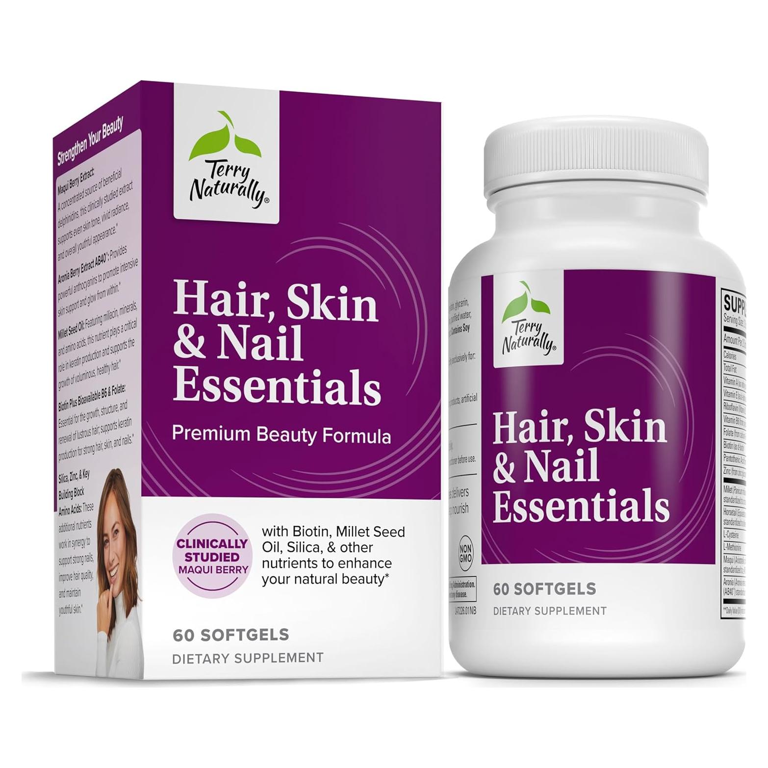 Suplemento Terry Naturally para Cabello, Piel y Uñas 60 Gelatinas