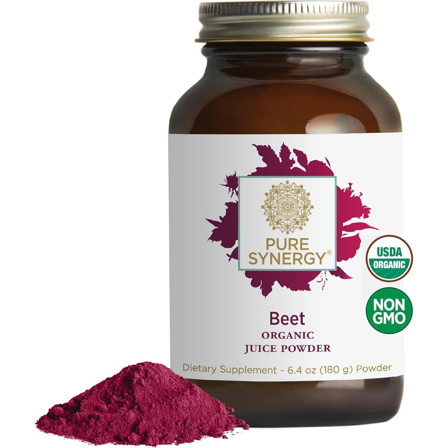 Polvo de Jugo de Remolacha Orgánico Pure Synergy 181 g - Suplemento Pre-Entrenamiento