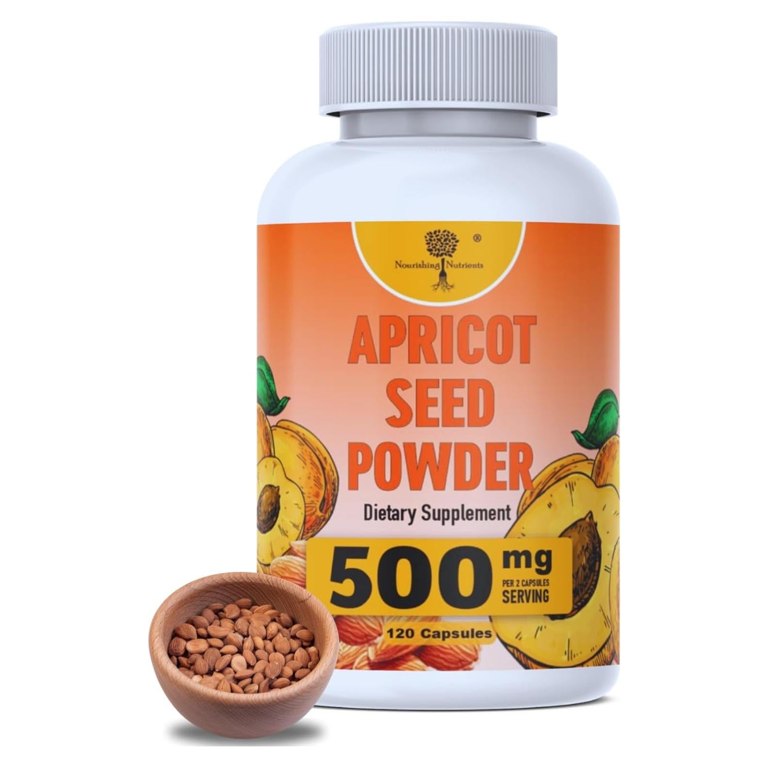 Polvo de Semillas de Albaricoque Orgánico Nourishing Nutrients 500mg - 120 Cápsulas