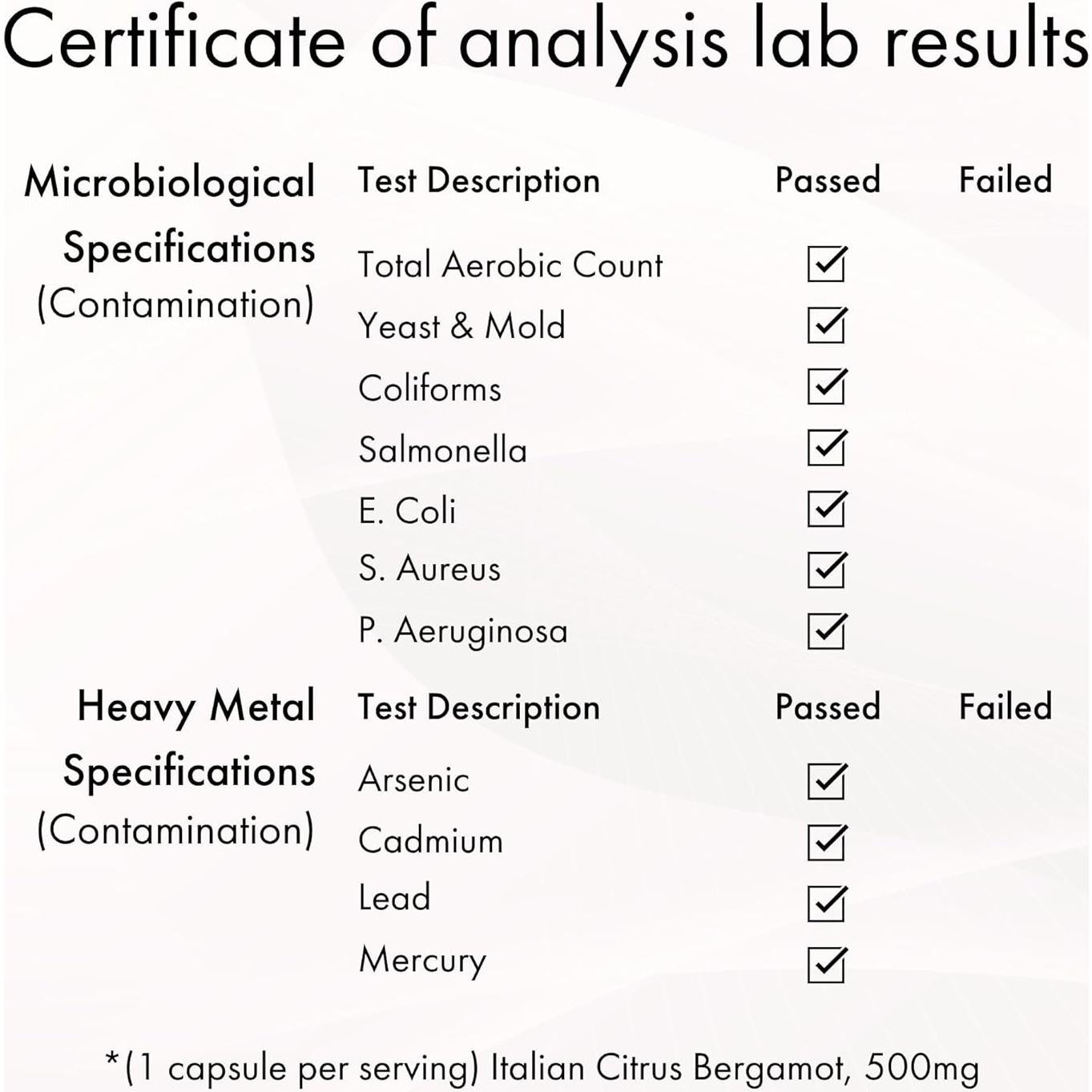 Suplemento de Bergamota 500mg Naomi para Salud Cardiaca