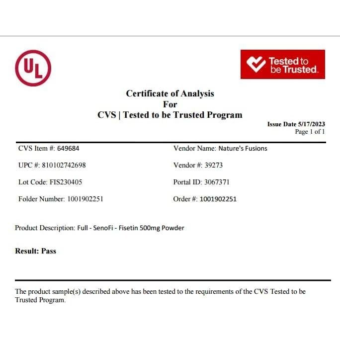 Suplemento Antioxidante Fisetina 500mg Nutri 32 Cápsulas