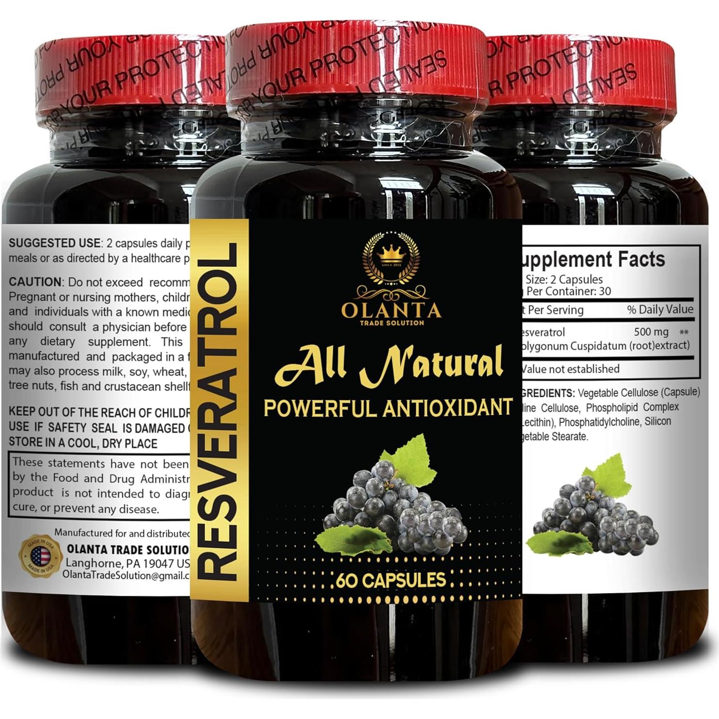 Suplemento Antioxidante Resveratrol Vitalabs 60 Cápsulas