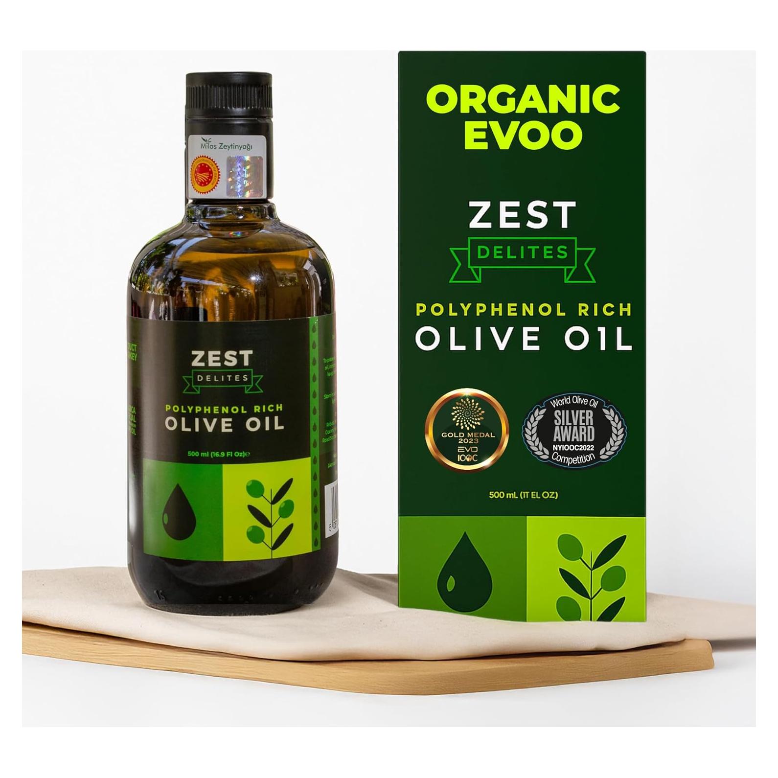 Aceite de Oliva Extra Virgen Zest Delites 500 ml Alto en Polifenoles