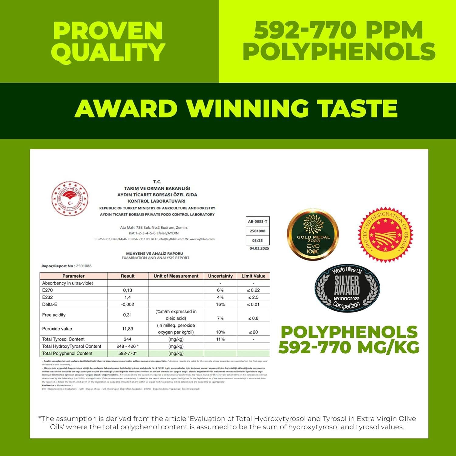 Aceite de Oliva Extra Virgen Zest Delites 500 ml Alto en Polifenoles