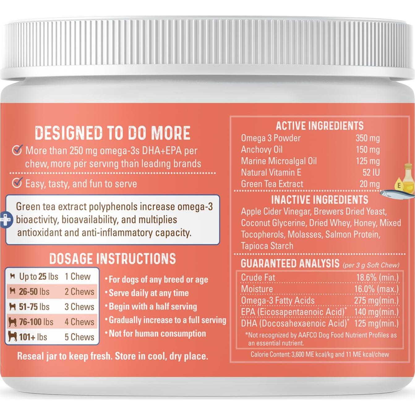 Masticables Omega Suaves Bernie para Perros - Salmón 5X DHA+EPA