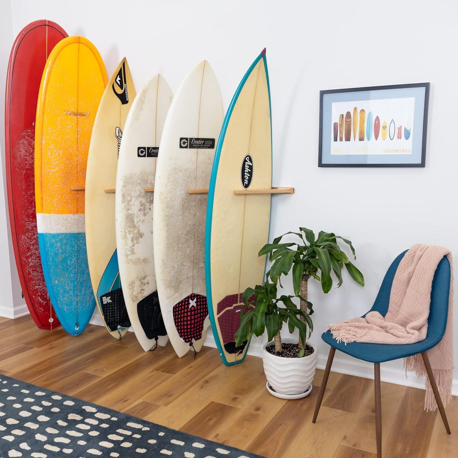 Soporte de Pared Madera StoreYourBoard para 6 Tablas Surf