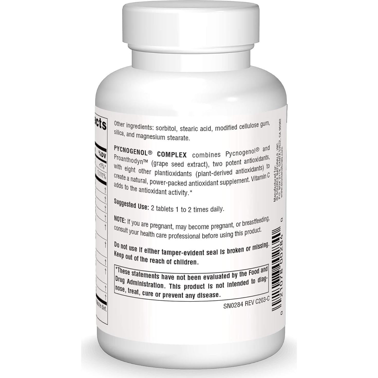 Complejo de Pycnogenol Source Naturals 120 Tabletas Antioxidantes