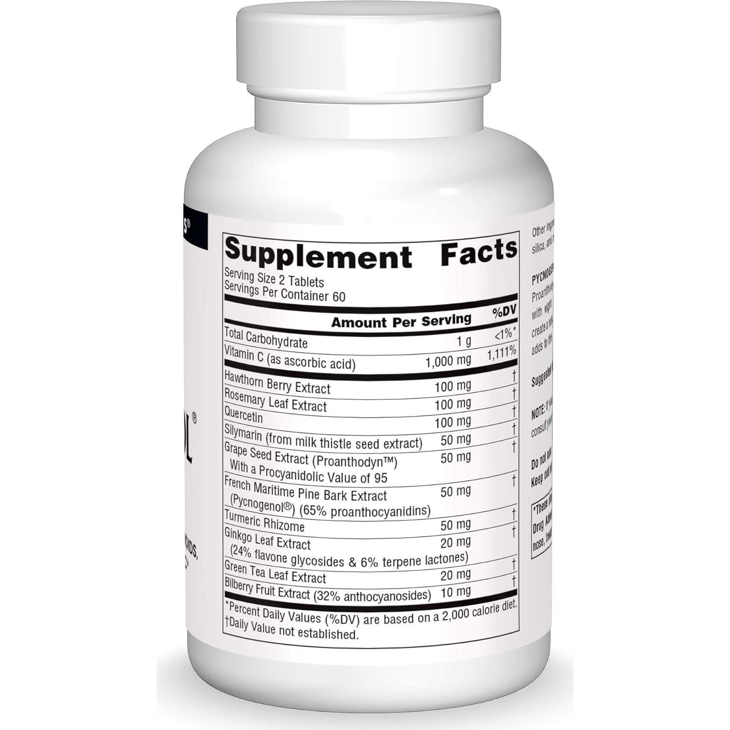 Complejo de Pycnogenol Source Naturals 120 Tabletas Antioxidantes