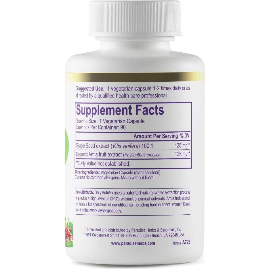 Extracto de Semilla de Uva Paradise 90 Cápsulas Antioxidante Vegano