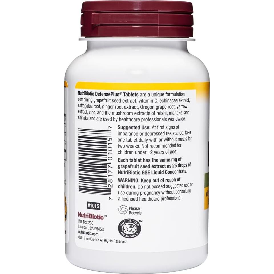 NutriBiotic DefensePlus 90 Tabletas Inmunidad Vitamina C Zinc
