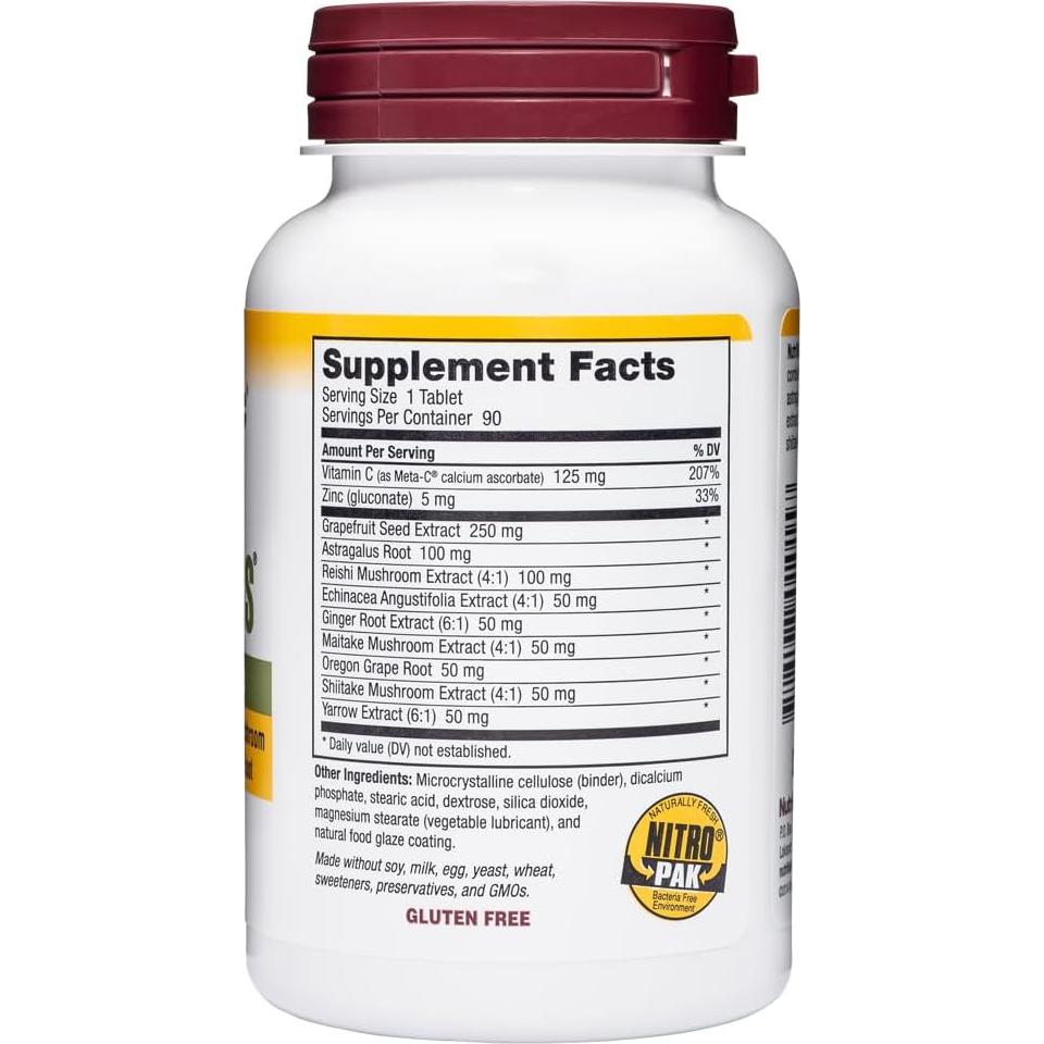 NutriBiotic DefensePlus 90 Tabletas Inmunidad Vitamina C Zinc