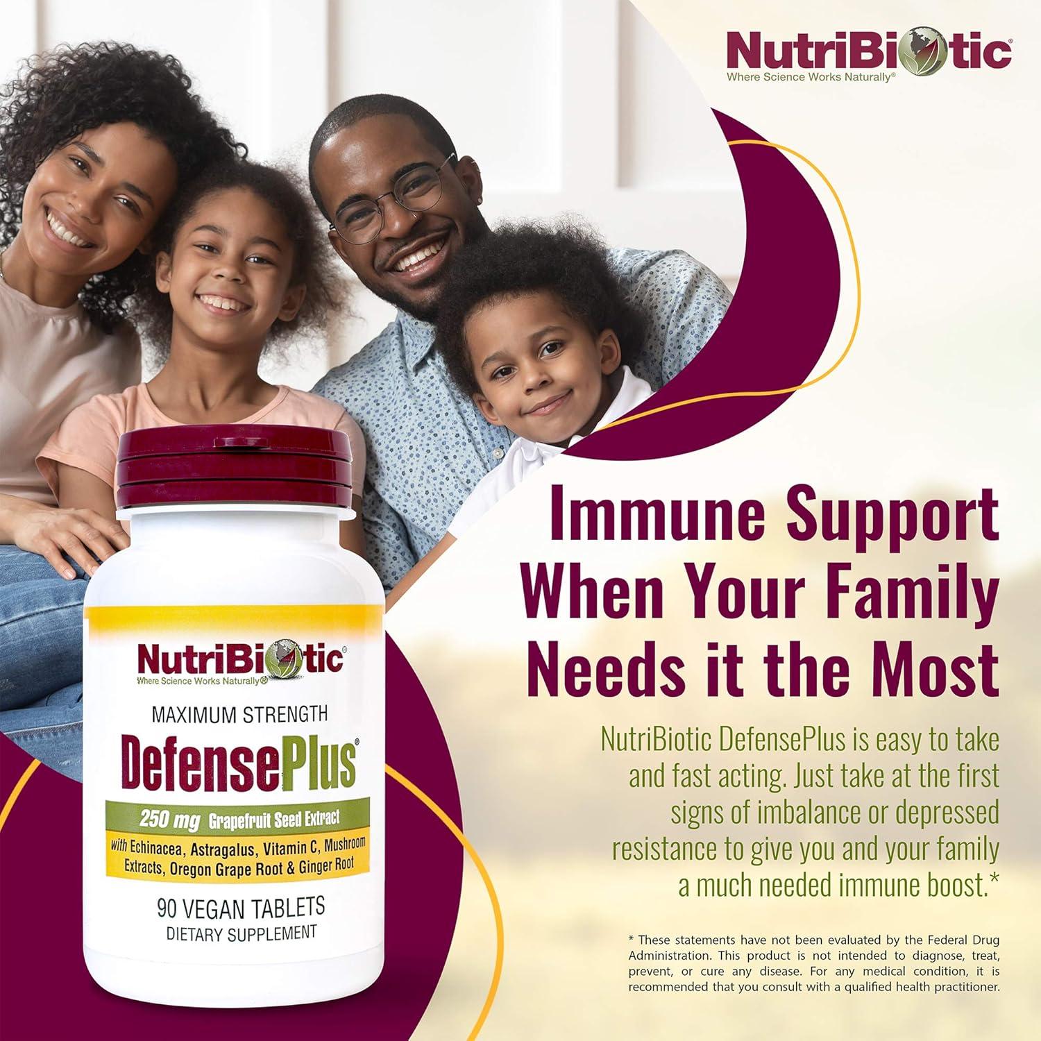 NutriBiotic DefensePlus 90 Tabletas Inmunidad Vitamina C Zinc
