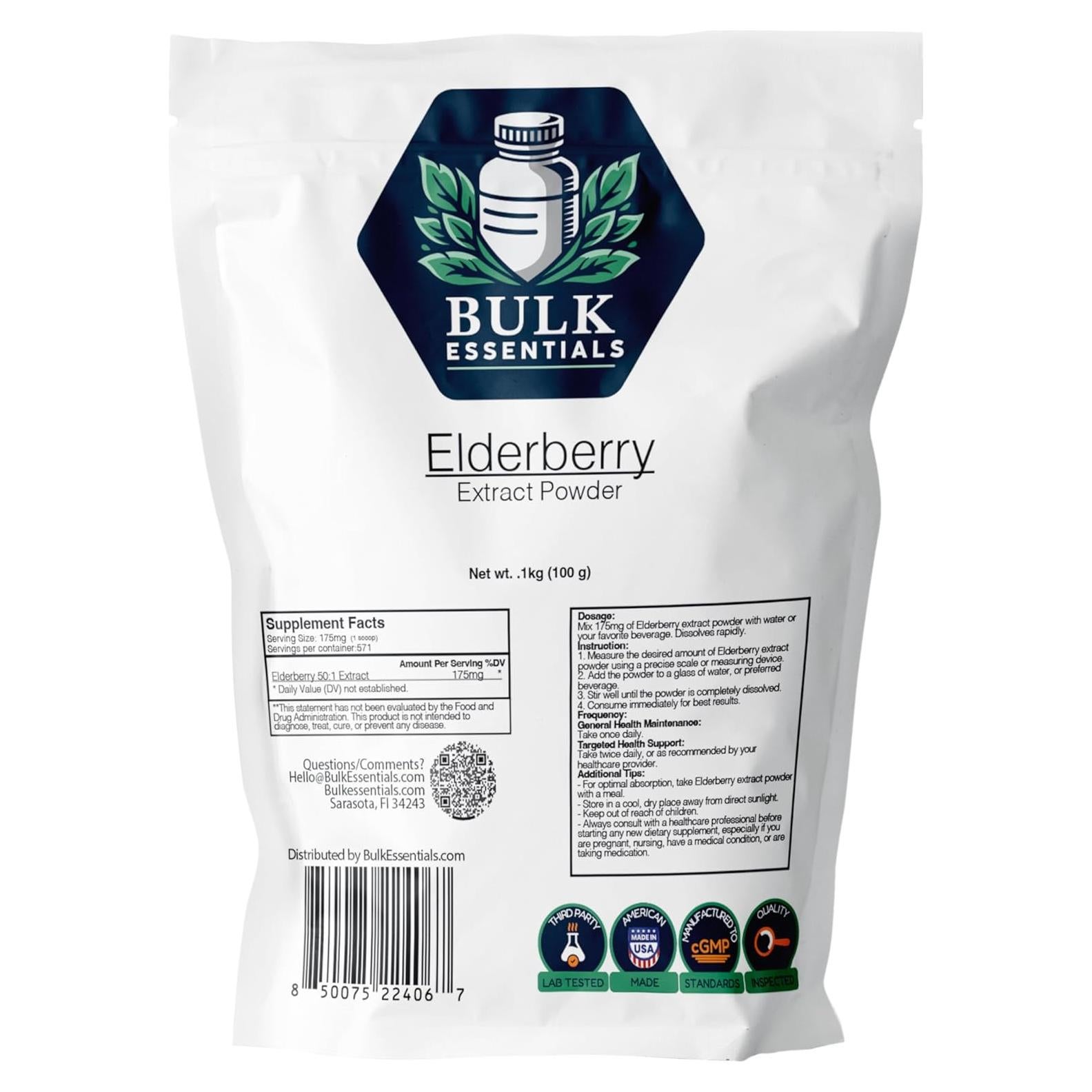Extracto de Saúco Orgánico en Polvo Bulk Essentials 100g
