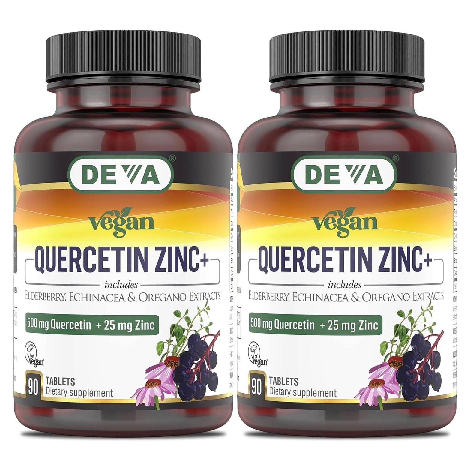 Suplemento Vegano DEVA Quercetina Zinc+ 90 Tabletas x2