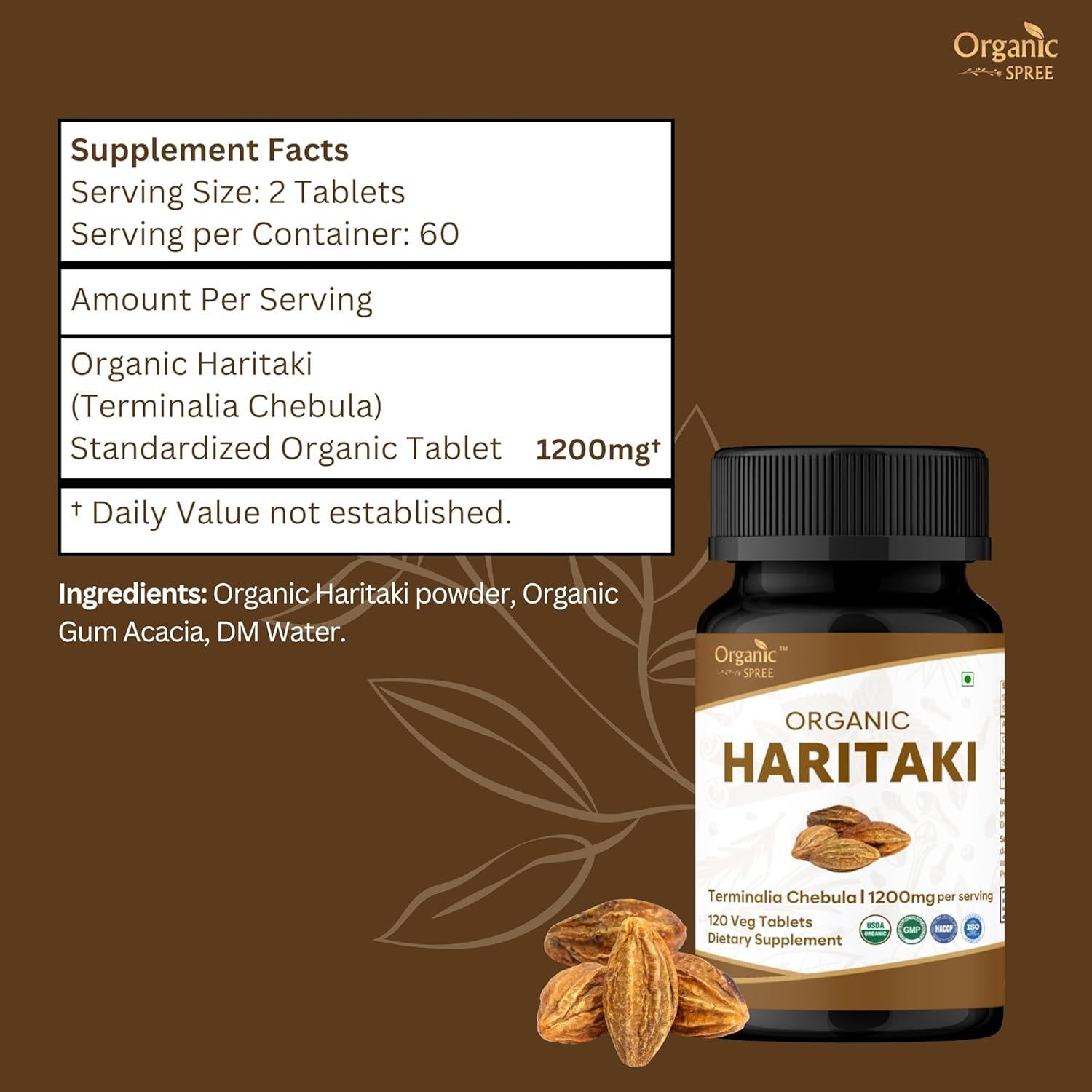 Suplemento Orgánico de Mulethi y Haritaki 150g - 120 Tabletas