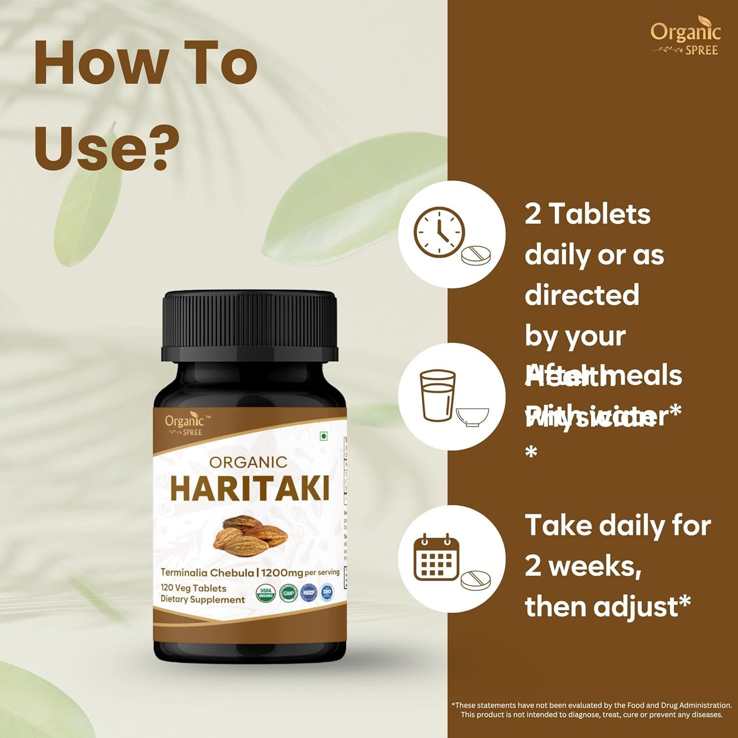 Suplemento Orgánico de Mulethi y Haritaki 150g - 120 Tabletas